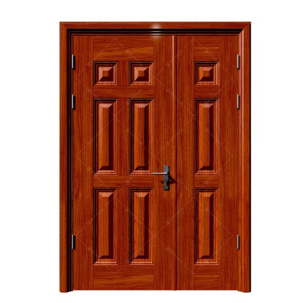 Cửa thép vân gỗ 2 cánh lệch